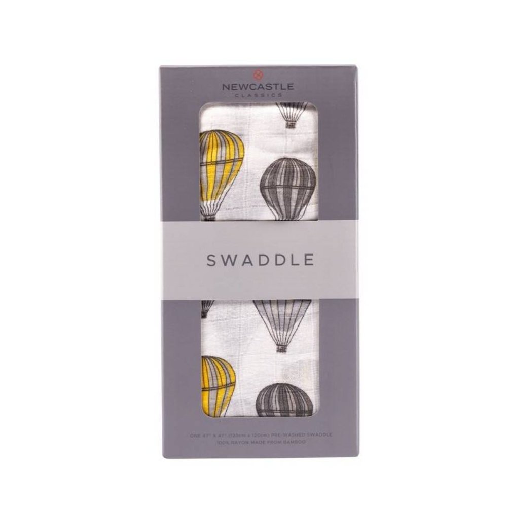 Newcastle Classics- Hot Air Balloon Neutral Bamboo Muslin Swaddle- NEW